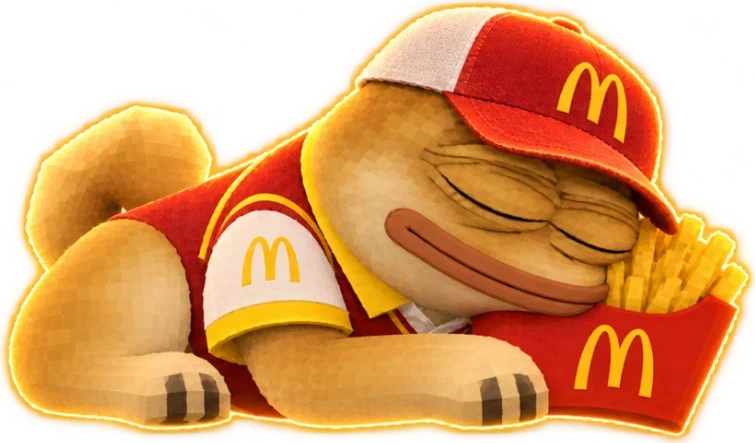 The dog asleep on a box of fries